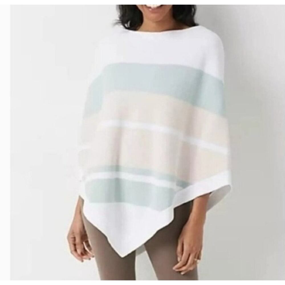 Nwt Barefoot Dreams Cozy Chic Ultralight Ocean Breeze Poncho Striped One Size